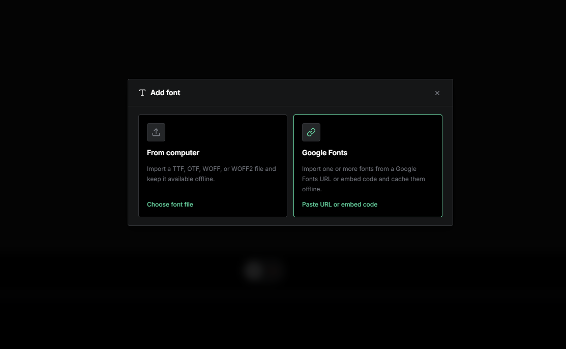 Diálogo Add font de EasyKara con Google Fonts seleccionado