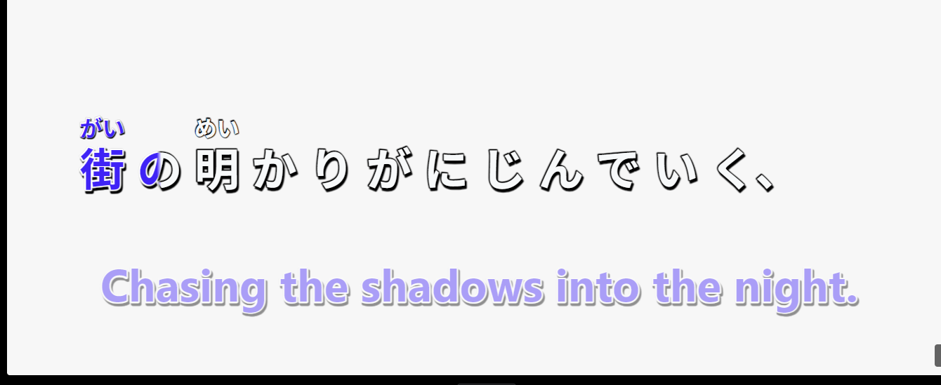 プレビューで、歌詞の最初の2文字の上にかなの読みが表示されている