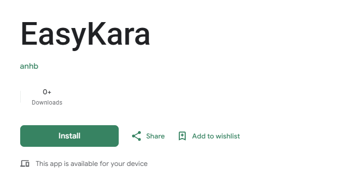 EasyKara app page on Google Play with the Install button